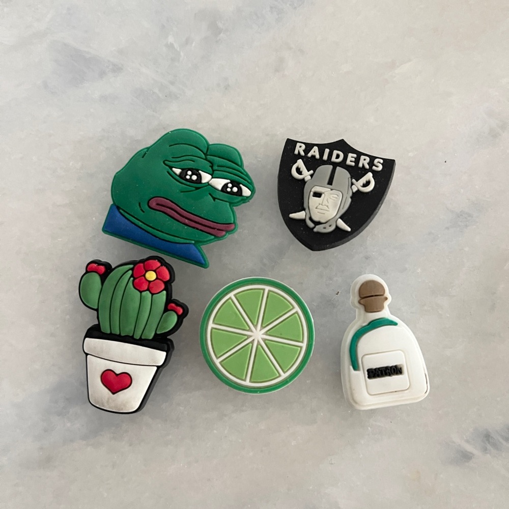 5pc Croc Charm Bundle | Meme, Raiders, Cactus, Lime & Tequila Shoe Charms